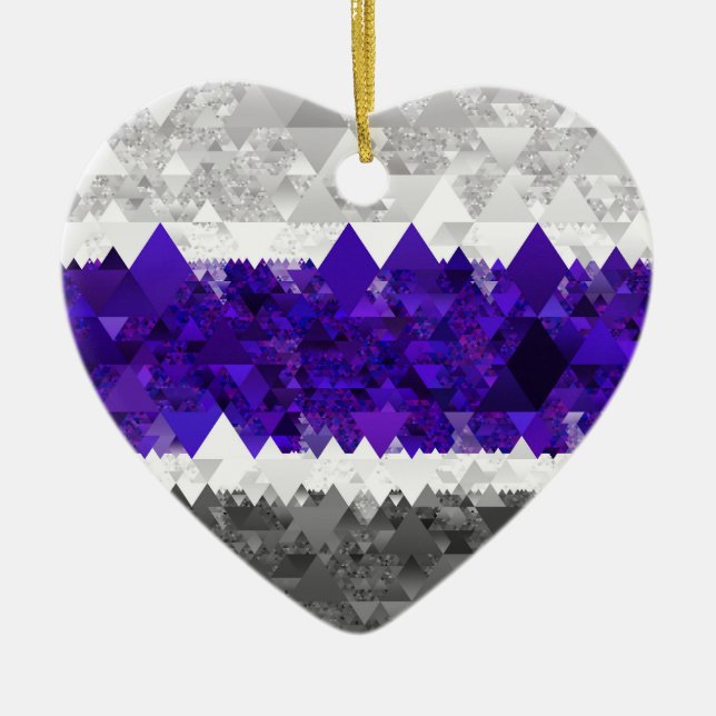 Boho Geometric Mod Retro Greygender Pride Flag Ceramic Tree Decoration (Front)