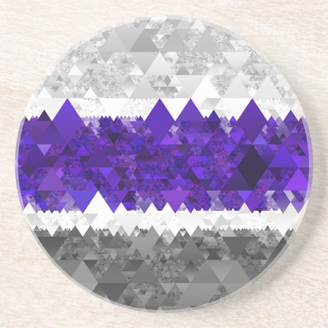 Boho Geometric Mod Retro Greygender Pride Flag Coaster (Front)