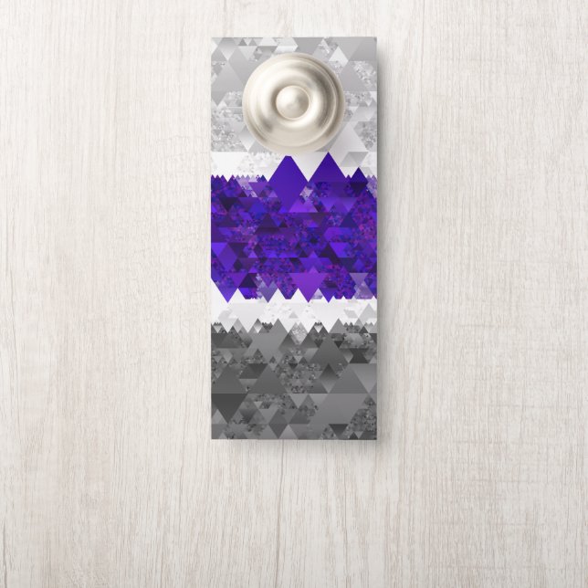 Boho Geometric Mod Retro Greygender Pride Flag Door Hanger (On Knob)