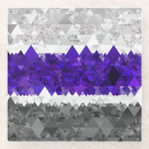 Boho Geometric Mod Retro Greygender Pride Flag Glass Coaster