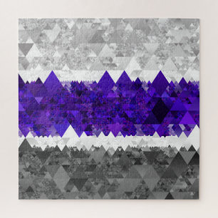 Boho Geometric Mod Retro Greygender Pride Flag Jigsaw Puzzle