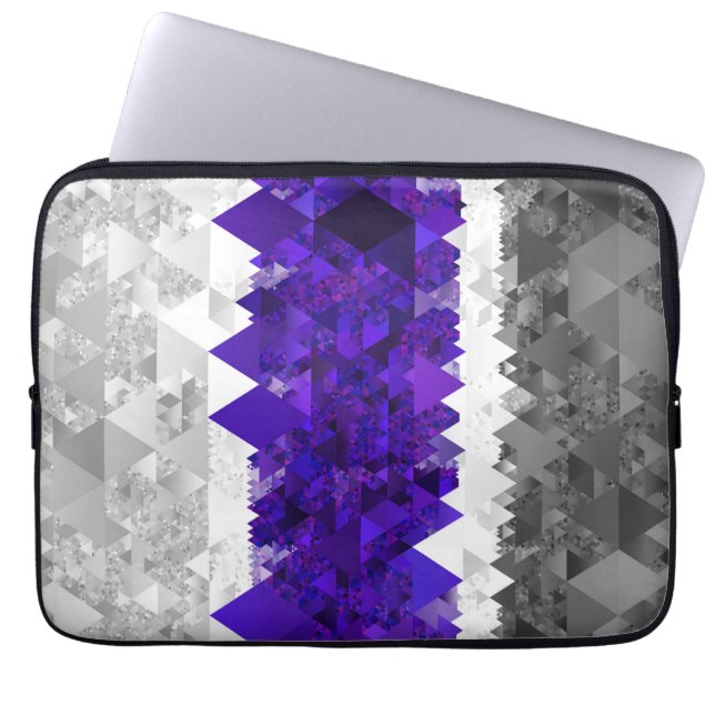 Boho Geometric Mod Retro Greygender Pride Flag Laptop Sleeve (Front)
