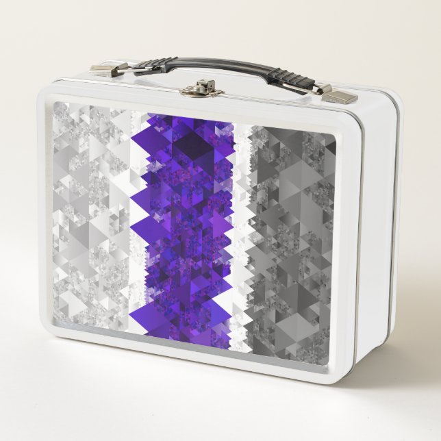 Boho Geometric Mod Retro Greygender Pride Flag Metal Lunch Box (Front)