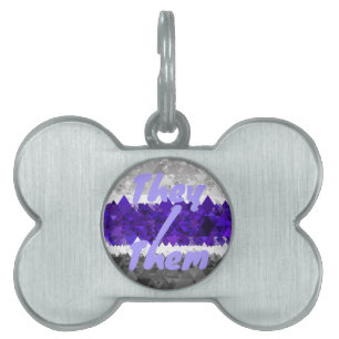 Boho Geometric Mod Retro Greygender Pride Flag Pet ID Tag