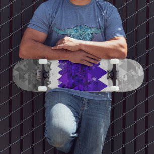 Boho Geometric Mod Retro Greygender Pride Flag Skateboard