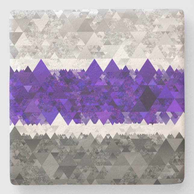 Boho Geometric Mod Retro Greygender Pride Flag Stone Coaster (Front)
