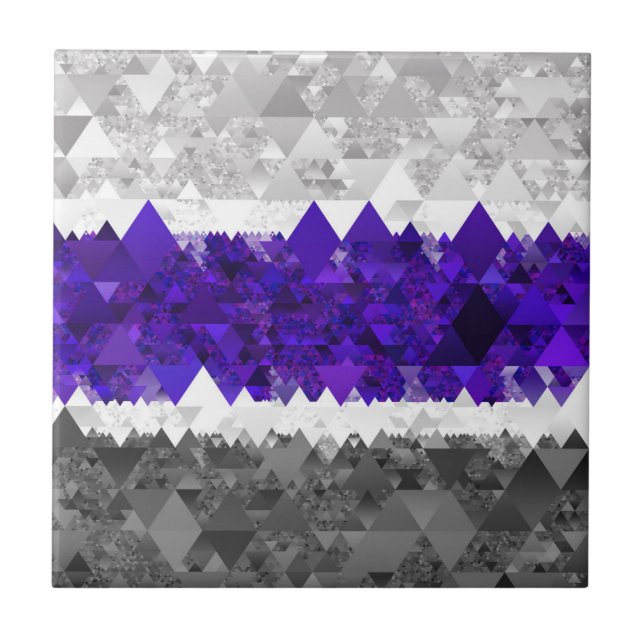 Boho Geometric Mod Retro Greygender Pride Flag Tile (Front)