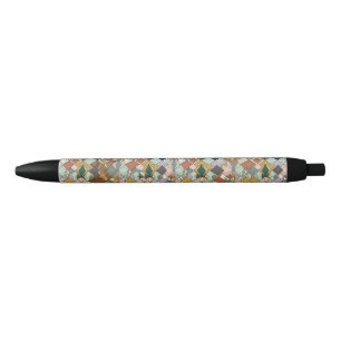 Boho Geometric Mosaic Custom Black Trim Pen