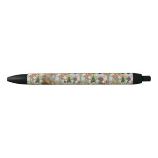 Boho Geometric Mosaic Custom Black Trim Pen
