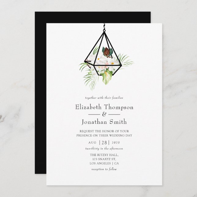 Boho Geometric Terrarium Floral Wedding Invitation (Front/Back)