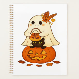 Boho Ghost & Black Cat � Trick or Treat on a Pumpk Planner