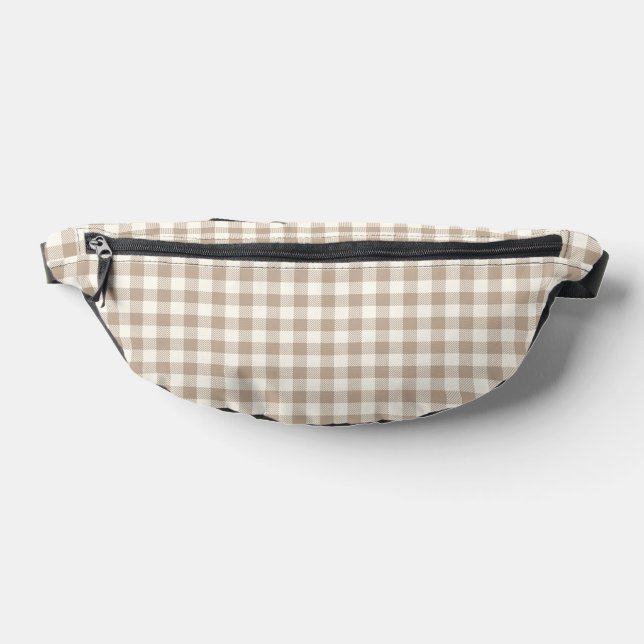 Boho Gingham Pattern Plaid Chequered Neutral Bum Bags (Lay Down)