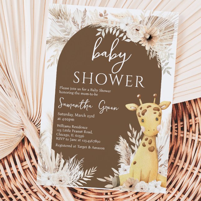 Boho Giraffe Baby Shower Invitation (Creator Uploaded)