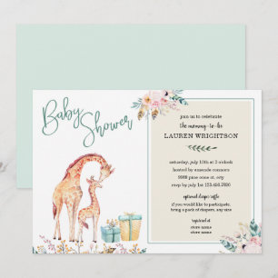 Boho Giraffe Baby Shower neutral gender invite
