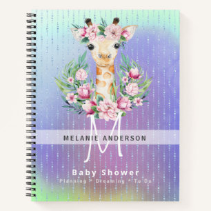 Boho GIRAFFE Baby Shower Planner Notebook Journal