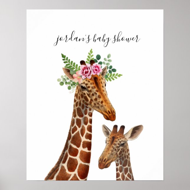 Boho Giraffe Mama + Baby Shower Poster (Front)