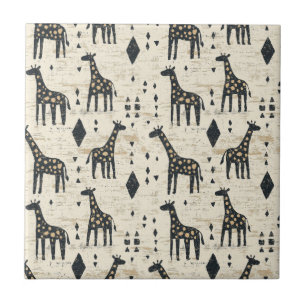 Boho Giraffe Tribal Pattern Tile