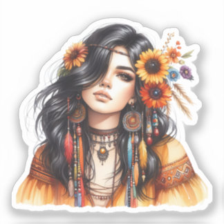Boho Girl AI Art Bohemian Fashion