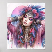 Boho Girl AI Art Bohemian Fashion