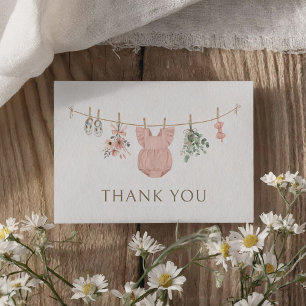 Boho Girl Baby Clothes Baby Shower Thank You Card