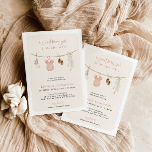 Boho Girl Baby Shower Girl Outfit Baby Clothes Invitation