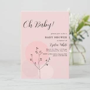 Boho Girl Baby Shower Pink Minimalist Baby Shower Invitation