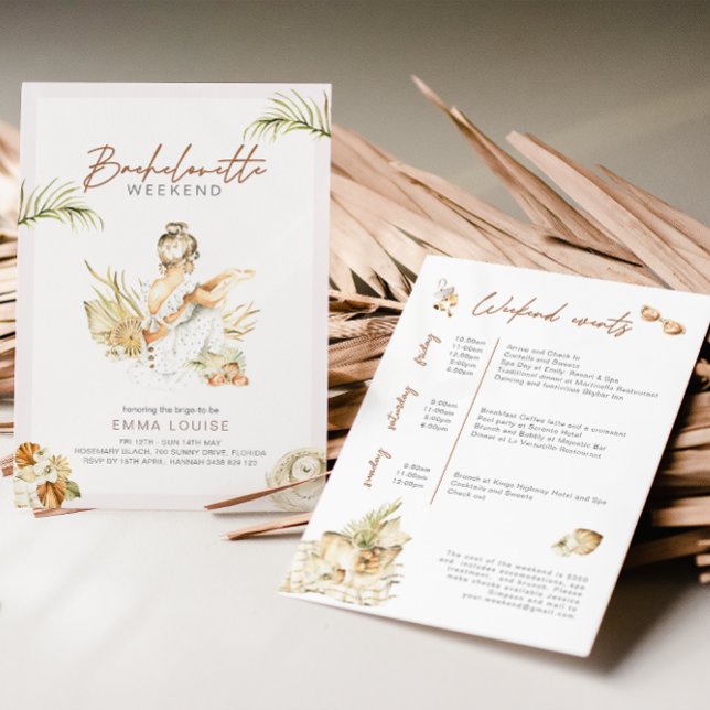 Boho Girl Beach Pampas Grass Bachelorette  Invitation (Creator Uploaded)