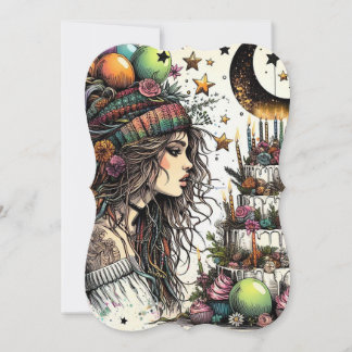 Boho Girl Birthday Card | Greeting Card