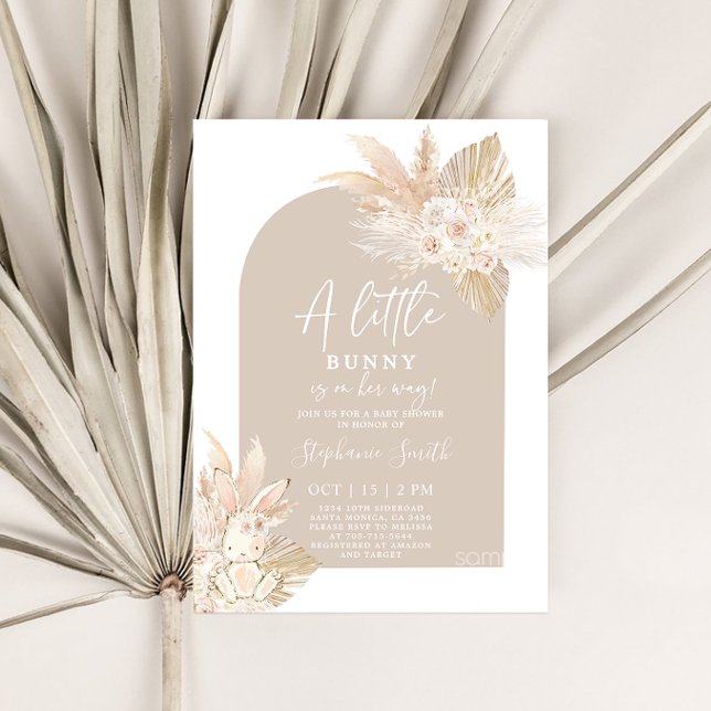 Boho Girl Bunny Rabbit Baby Shower Invitation (Creator Uploaded)