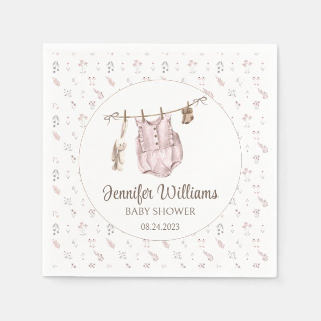 Boho girl clothes baby shower paper napkins (Front)