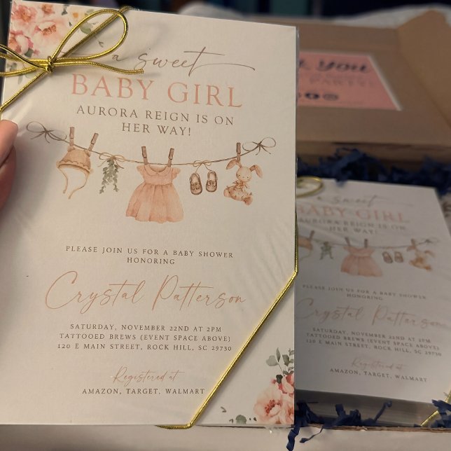 Boho Girl Clothesline Baby Shower Invitation (Creator Uploaded)