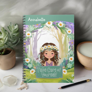 Boho Girl Green "Take Care of Yourself" Notebook