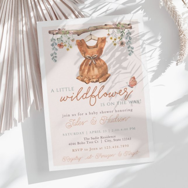 Boho Girl Wildflower Baby in Bloom Shower Invitation (Creator Uploaded)