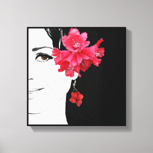 Boho Girl with a hot red coral earring by Berglind Canvas Print