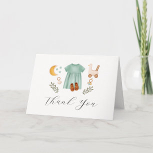 Boho Girls Clothes Baby Shower Thank You Card