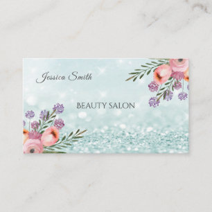 Boho Glam elegant chic watercolor floral glittery Business Card