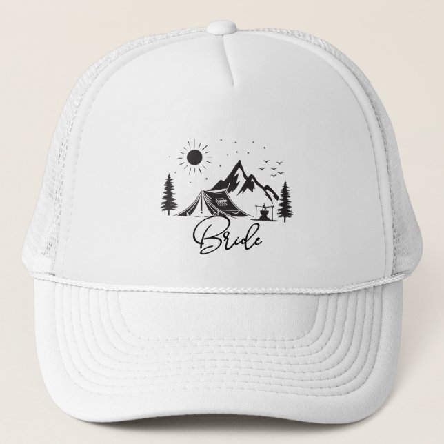 Boho Glamping Bachelorette Party Weekend Bride Trucker Hat (Front)