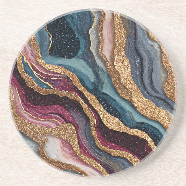 Boho Glitter Agate Coaster (Front)