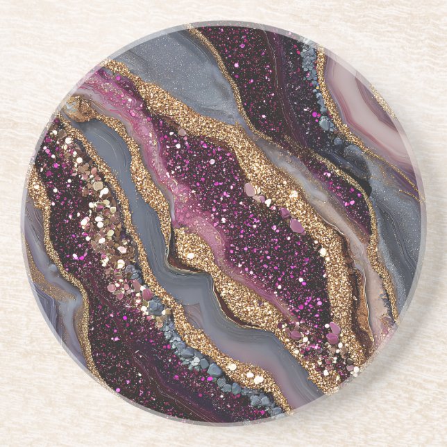 Boho Glitter Agate Coaster (Front)
