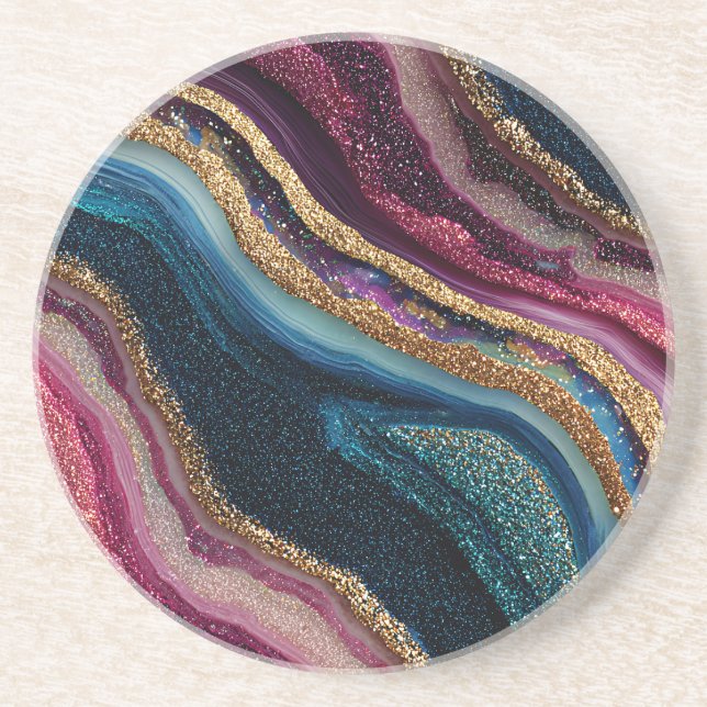 Boho Glitter Agate Coaster (Front)