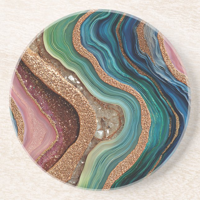 Boho Glitter Agate Coaster (Front)