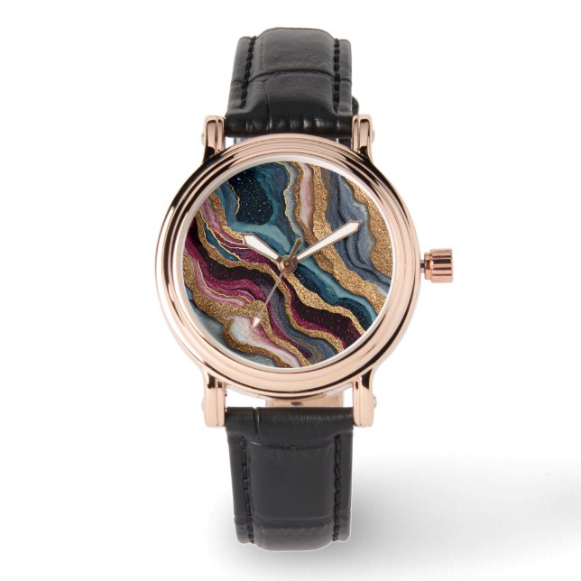 Boho Glitter Agate Watch (Front)