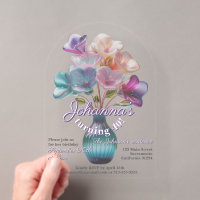 Boho glossy glass flower bouquet 40th birthday