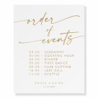 Boho Gold and White Order Of Events Wedding Sign