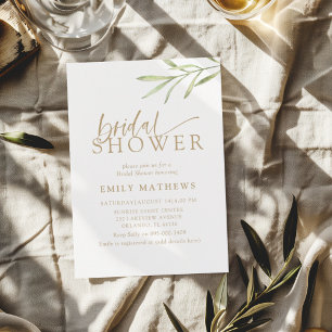 Boho Gold & Botanical Bridal Shower Invitation
