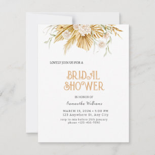 Boho Gold Floral Bridal Shower Invitation Foil Inv
