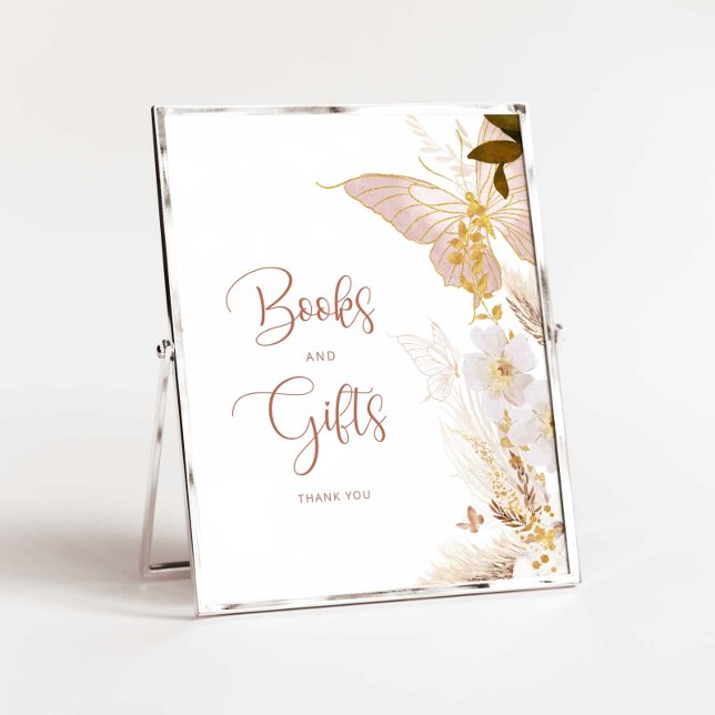 Boho gold floral butterfly Books and Gifts Poster (Creator Uploaded)