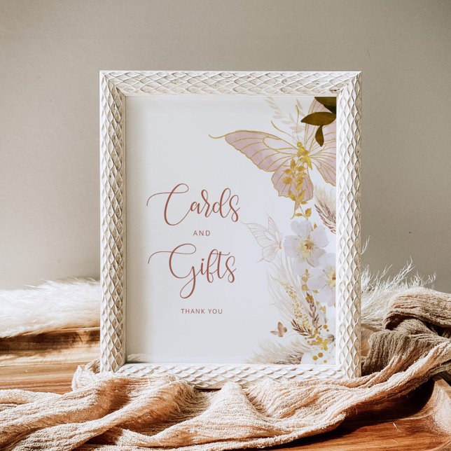 Boho gold floral butterfly Cards and Gifts Poster (Creator Uploaded)