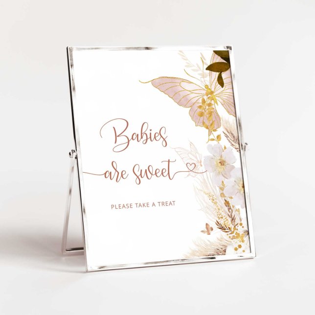 Boho gold pampas grass butterfly Babies are sweet Poster (Creator Uploaded)
