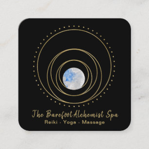 *~*  Boho Gold Sacred Geometry Luna Lunar Moon Square Business Card